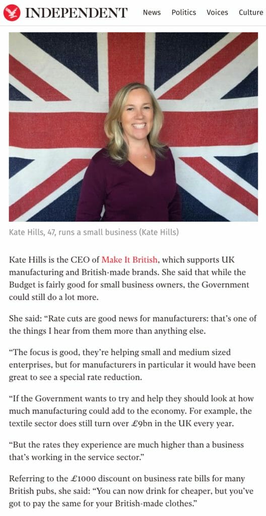 Make it British budget 2017