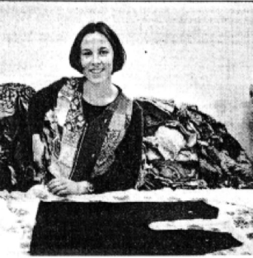 Kate Hills in 1992 in her own clothing factory in Shoreditch
