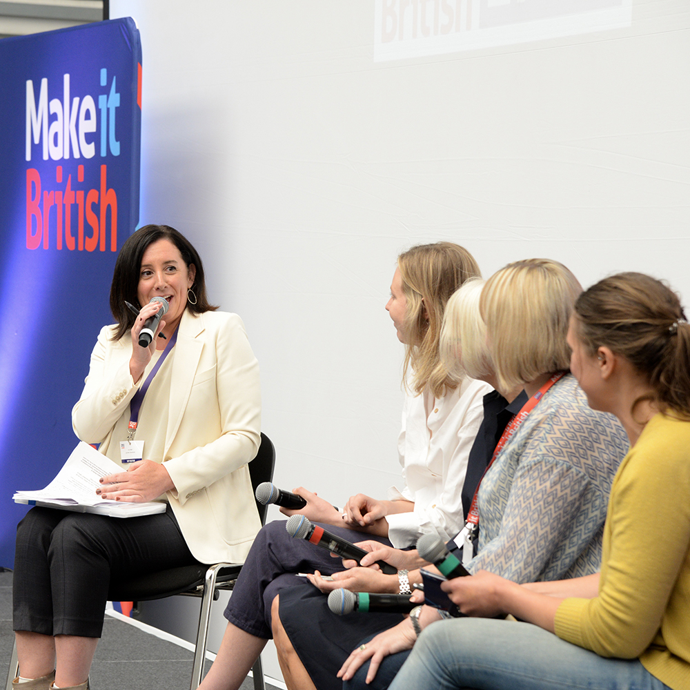 Lucy Siegle chairs a panel discussion with Henrietta Adams from Henri London, Caroline Ash from Fashion Enter, Julia Redman from M&amp;Co and knitwear designer and brand owner Genevieve Sweeney
