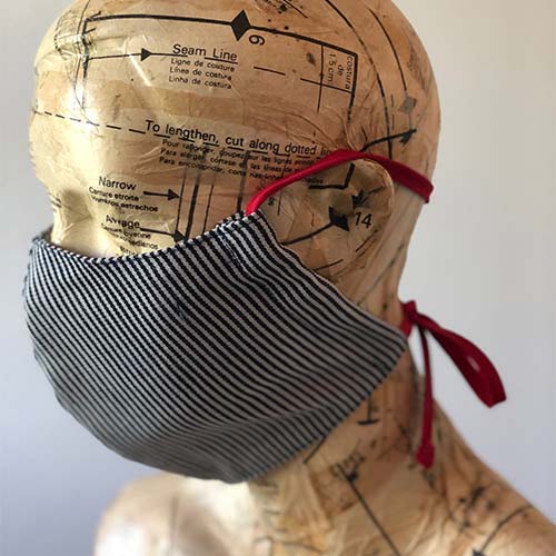 The Stitch Society stripy cotton fask mask