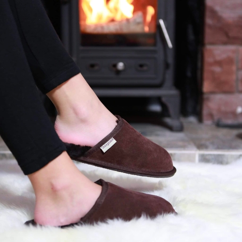 Sheepskin Chocolate Mules From Sheepland