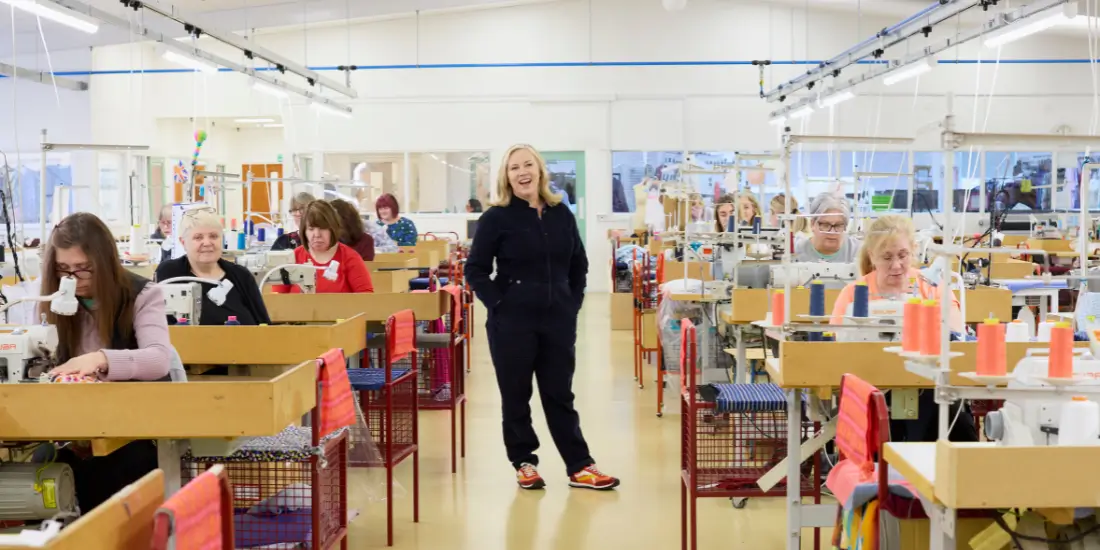 Kate Hills in UK garment factory (1) Kate Hills in UK garment factory