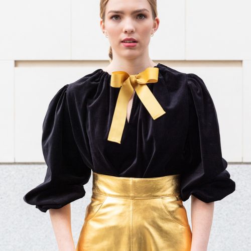 Philippa London Black Velvet Blouse