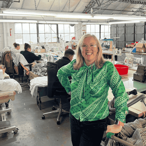 Kate Hills in UK garment factory
